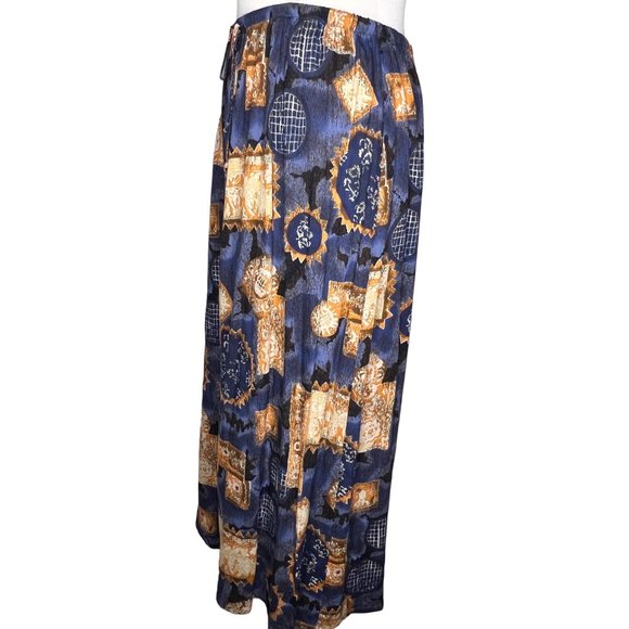 NOTATIONS CLOTHING CO. Women's Skirt Size Large Blue and Orange Geo Print Elasti - Picture 2 of 11